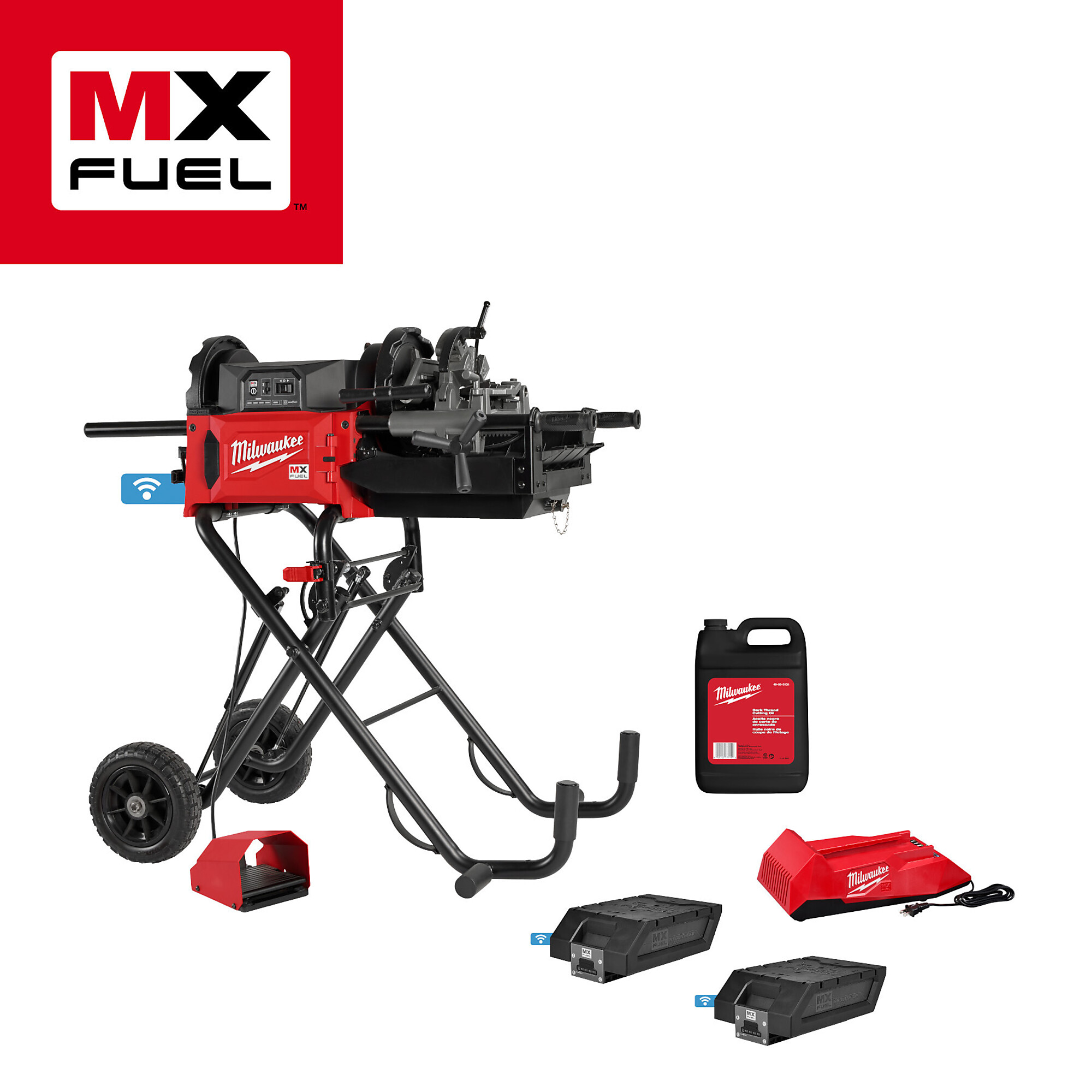 Milwaukee, MX FUEL Pipe Threading Machine, Dies (qty.) 0 Max. Speed 57 rpm, Model# MXF512-2XC